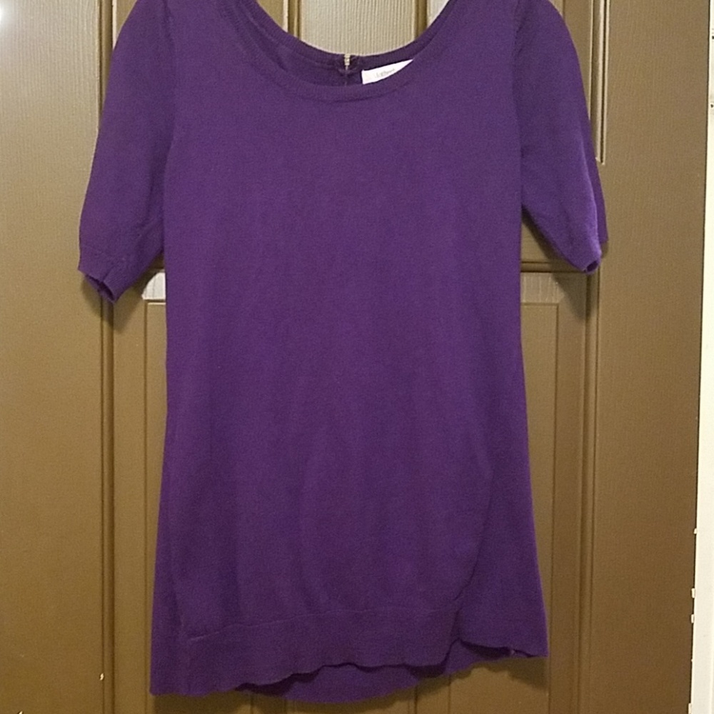 Purple short sleeve maternity sweater